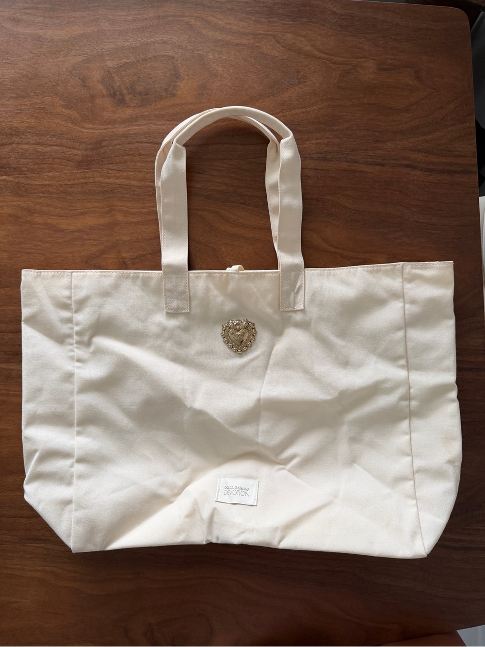 Dolce & Gabbana White Canvas Tote Bag with Devotion fragrance heart